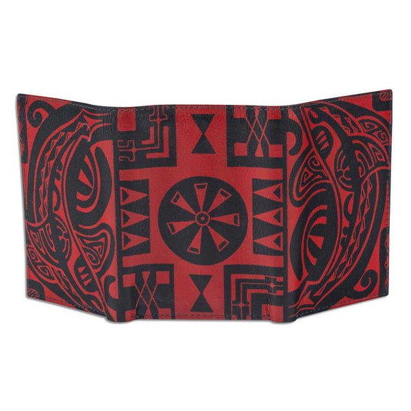 KT23 - Tahitian shark tattoo trifold wallet - Art: "Ma’o" by Teva Lowy - NĀ KOA