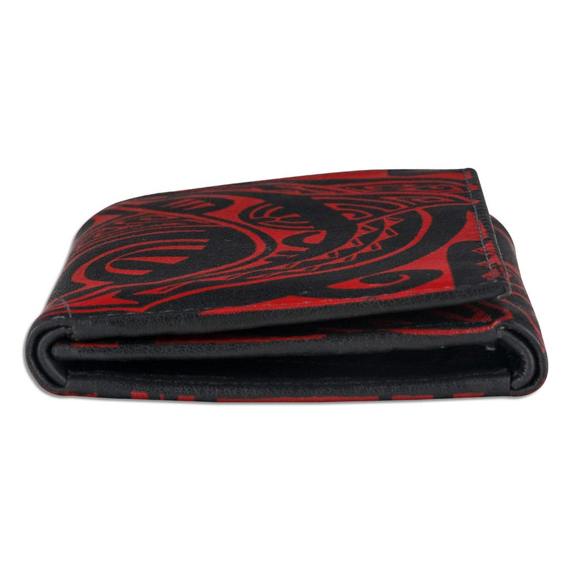 BlackWithRed - KT23 - Tahitian shark tattoo trifold wallet - Art: 