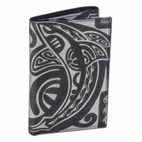 KT23 - Tahitian shark tattoo trifold wallet - Art: "Ma’o" by Teva Lowy - NĀ KOA