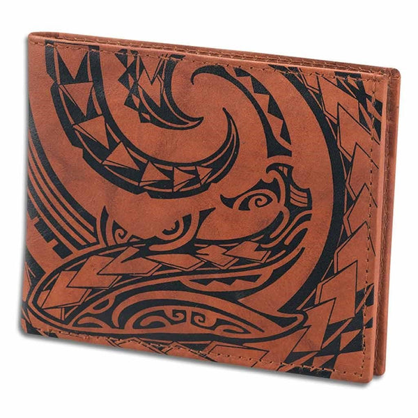 KM24 - Tribal shark tattoo bifold wallet - Art: "Mano" by Kuaika Quenga - NĀ KOA