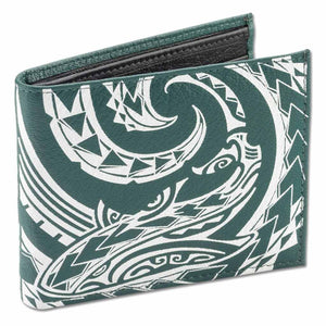 KM24 - Tribal shark tattoo bifold wallet - Art: "Mano" by Kuaika Quenga - NĀ KOA